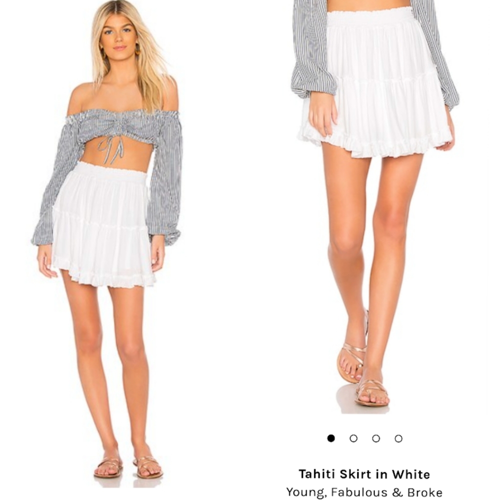 Young, Fabulous & Broke Tahiti Ruffle Mini Skirt in White XS or L NWT